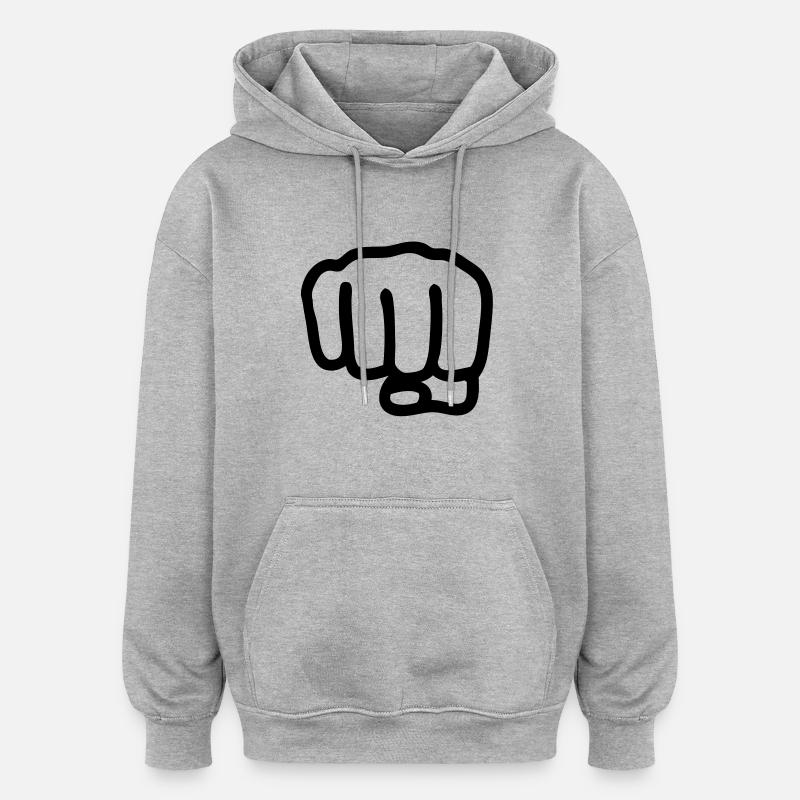 poing - Sweat à capuche oversize unisexe - gris chiné