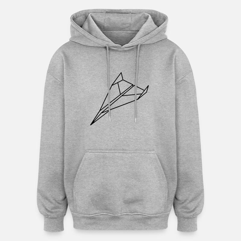 avion_ en_ papier_a1 - Sweat à capuche oversize unisexe - gris chiné