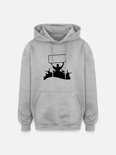 Fans Schild - Oversized Unisex Hoodie - Grau meliert