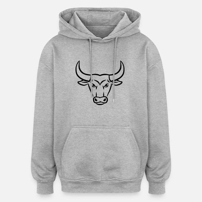 Taureau - Sweat à capuche oversize unisexe - gris chiné