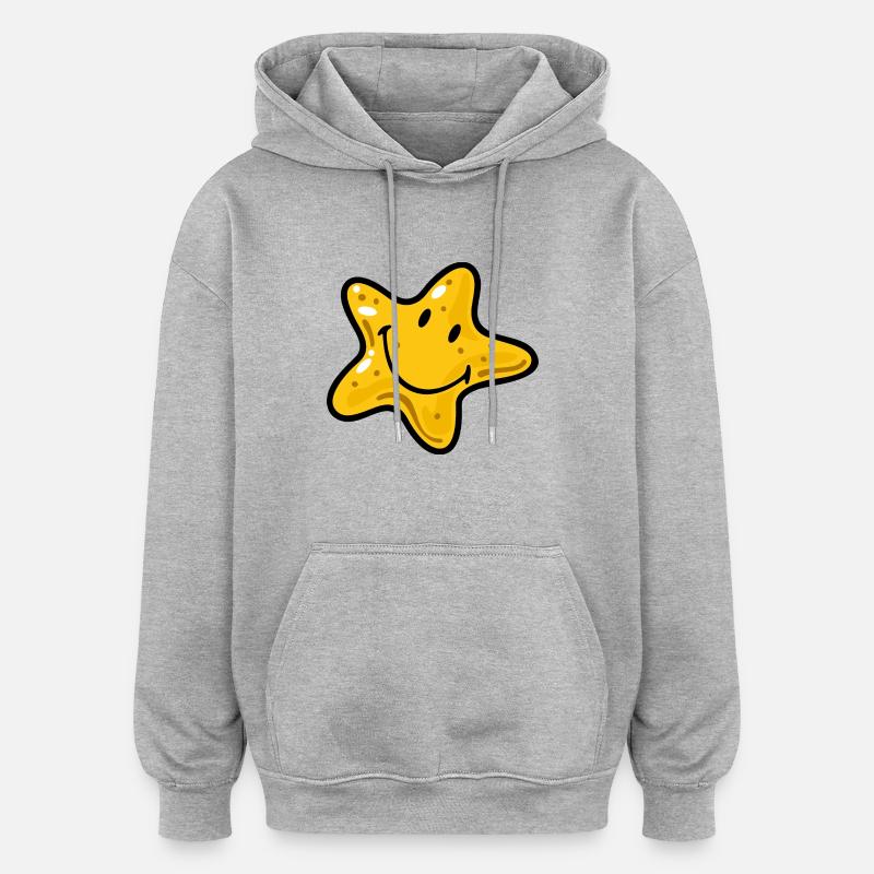 Smiley Star Fish - Sweat à capuche oversize unisexe - gris chiné