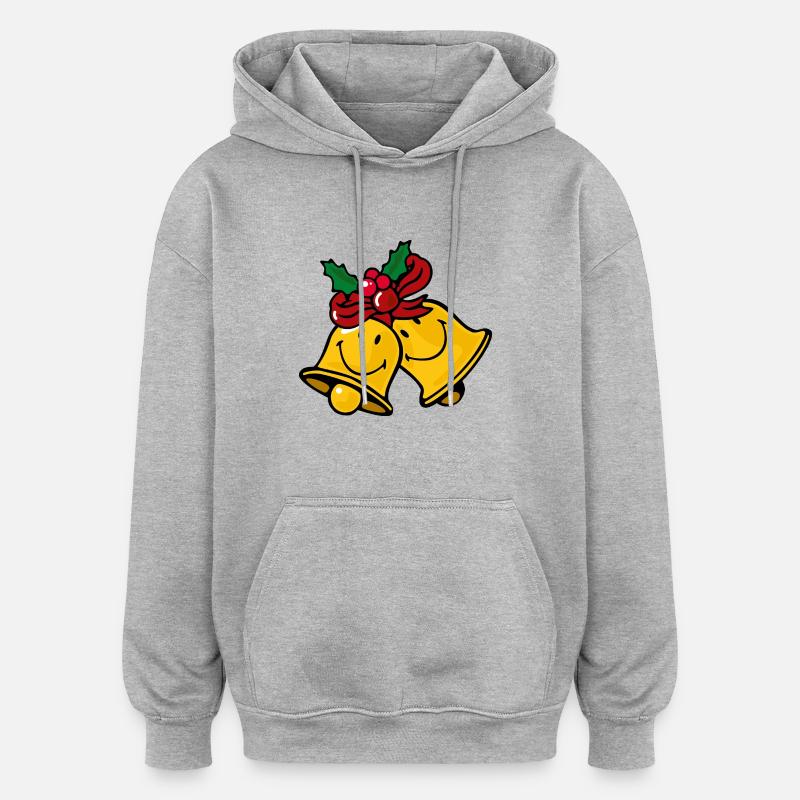 Smiley Christmas Bells - Sweat à capuche oversize unisexe - gris chiné