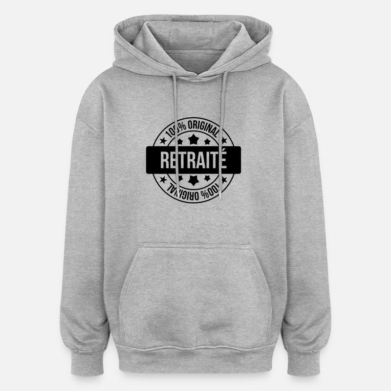 retraite / retraité / retraitée / pension - Sweat à capuche oversize unisexe - gris chiné