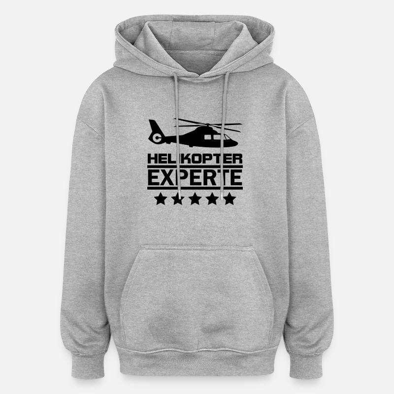 helikopter experte - Oversized Unisex Hoodie - Grau meliert
