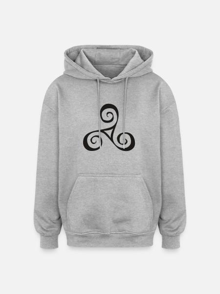 Triskele - Oversized Unisex Hoodie - Grau meliert