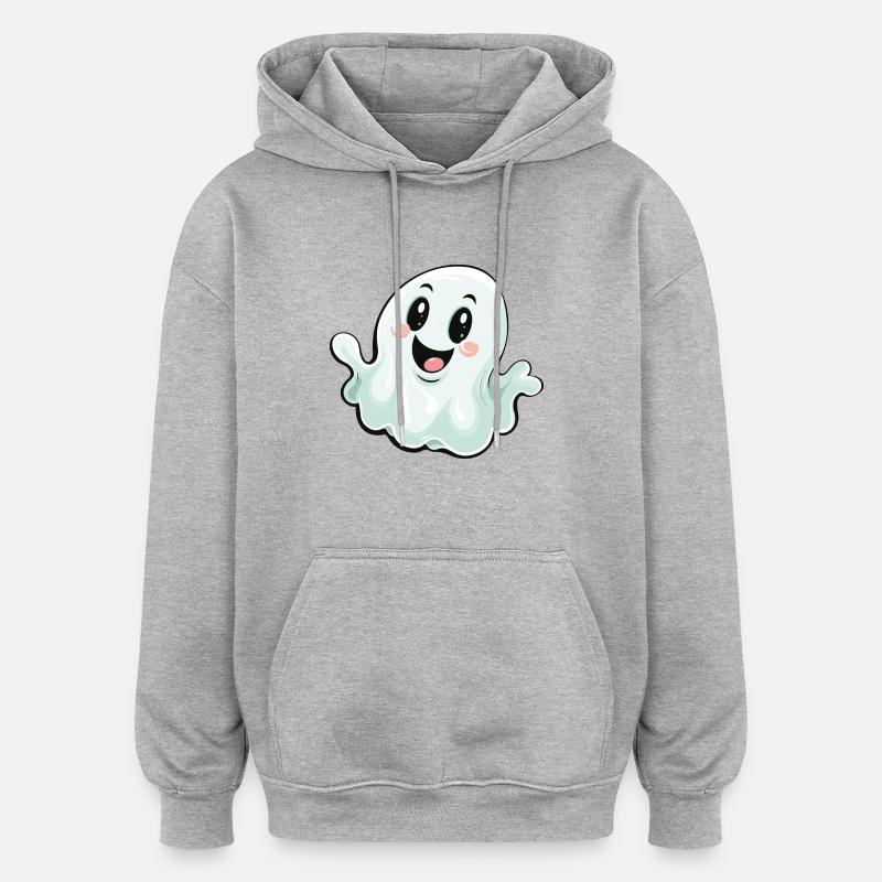 fantôme drôle - Sweat à capuche oversize unisexe - gris chiné