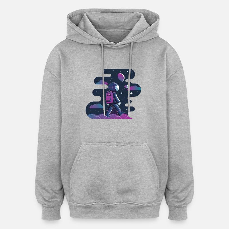 Himmlischer Wanderer - Oversized Unisex Hoodie - Grau meliert