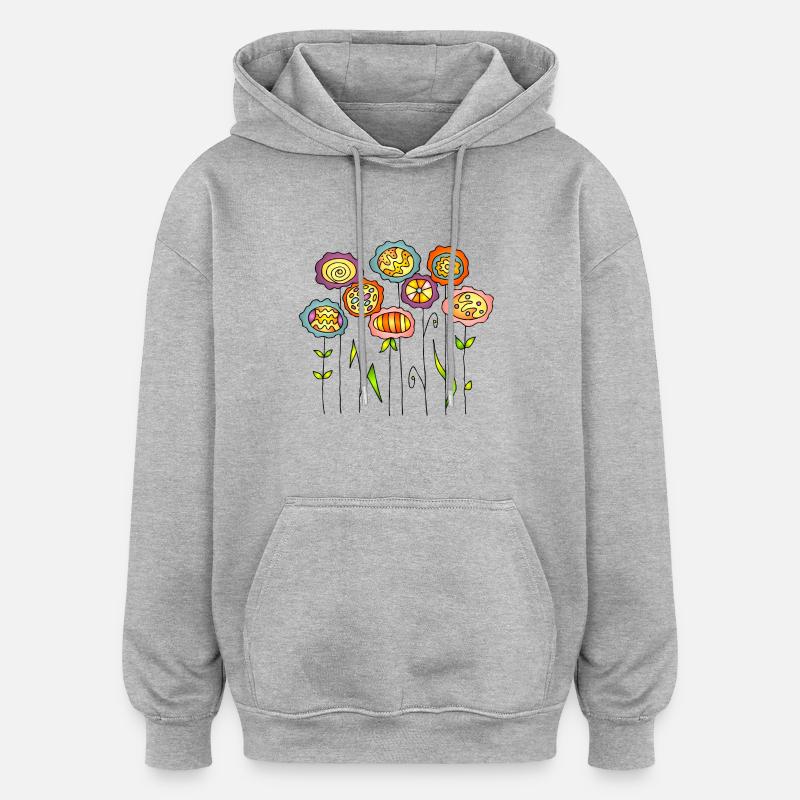 Blumen - Oversized Unisex Hoodie - Grau meliert