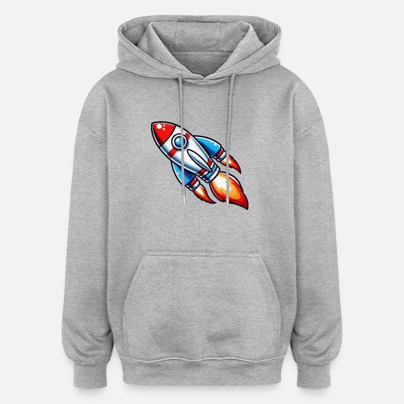 rakete - Oversized Unisex Hoodie - Grau meliert