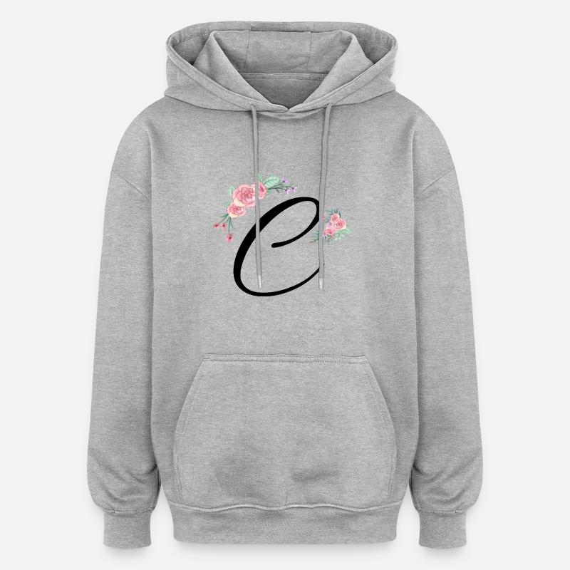 Buchstabe c Blumen - Oversized Unisex Hoodie - Grau meliert
