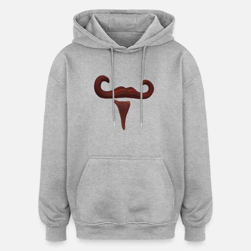 Moustache - Sweat à capuche oversize unisexe - gris chiné