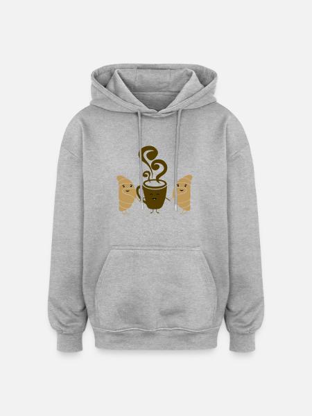 Croissant Coffee - Oversized Unisex Hoodie - heather grey