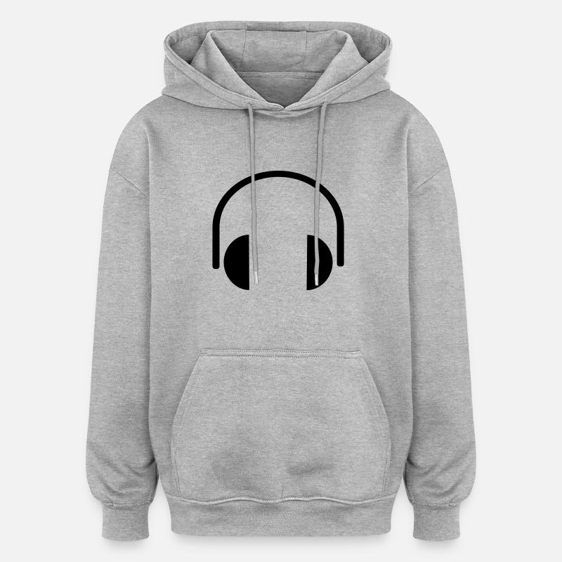 Kopfhörer - Oversized Unisex Hoodie - Grau meliert