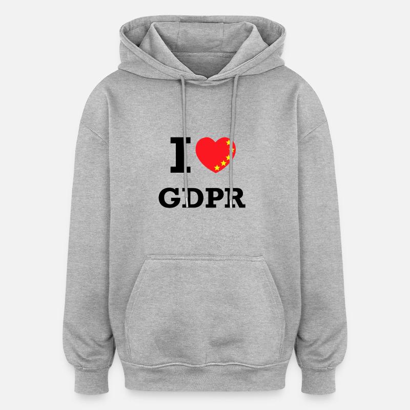 J'aime le GDPR - Sweat à capuche oversize unisexe - gris chiné