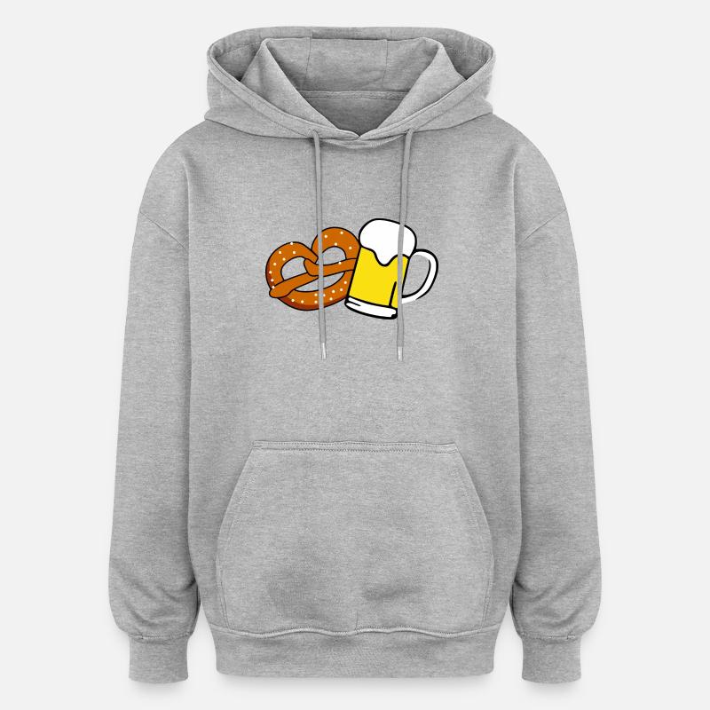Beer and Brezel - Sweat à capuche oversize unisexe - gris chiné