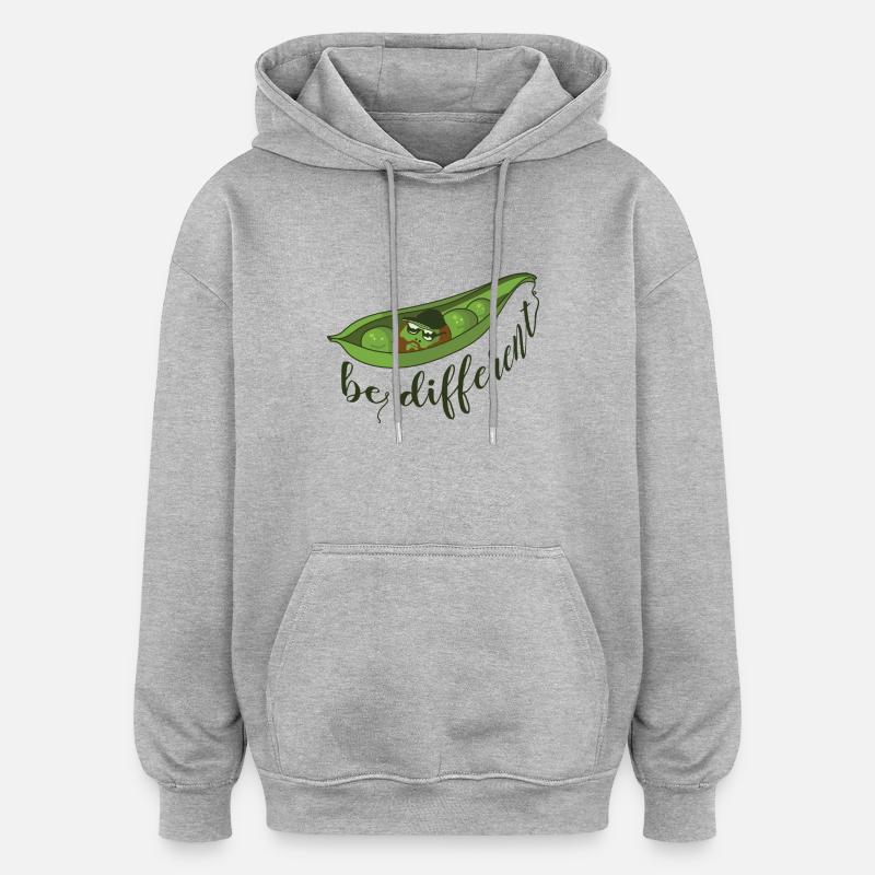 Erbse Hipster different 2 - Oversized Unisex Hoodie - Grau meliert
