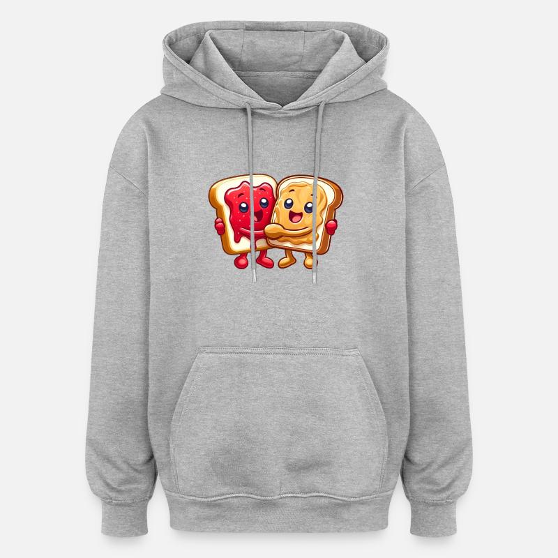 Toast & Jam : Amitié PBJ - Sweat à capuche oversize unisexe - gris chiné
