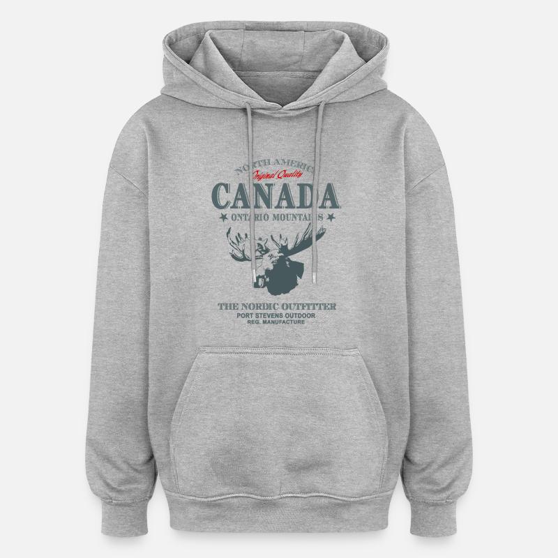 Canada - Moose - Elch - Oversized Unisex Hoodie - Grau meliert
