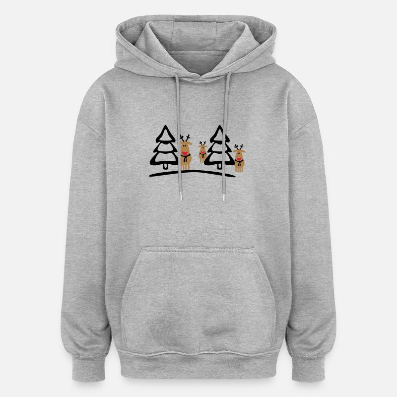 rennes de Noël équipage - Sweat à capuche oversize unisexe - gris chiné