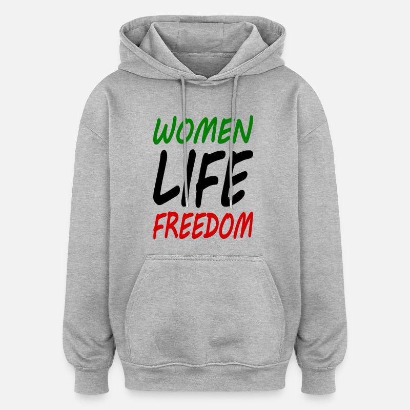Women life freedom - Sweat à capuche oversize unisexe - gris chiné