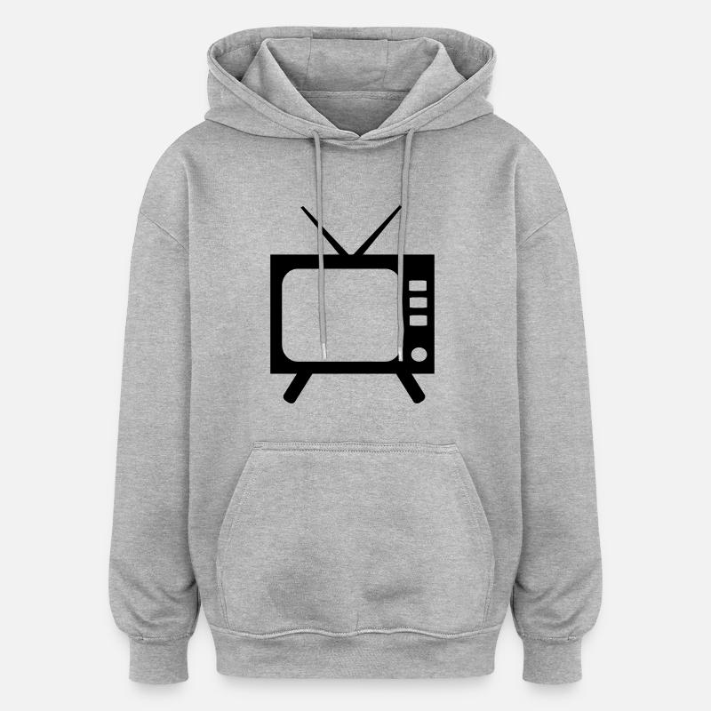 Fernseher - Oversized Unisex Hoodie - Grau meliert
