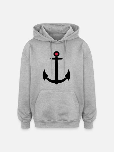 Anker - Oversized Unisex Hoodie - Grau meliert