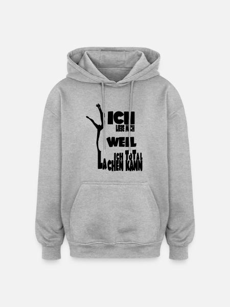 ICH KANN LACHE - Oversized Unisex Hoodie - Grau meliert