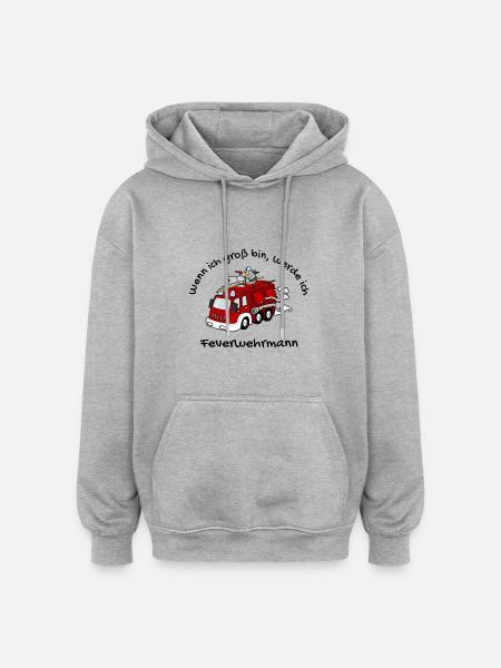 Feuerwehrmann - Oversized Unisex Hoodie - Grau meliert