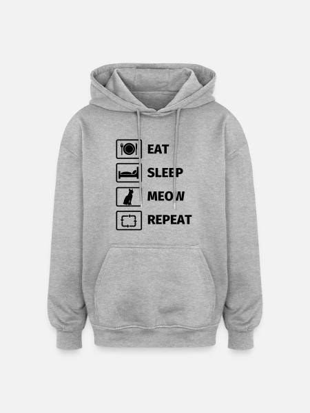 EAT SLEEP MEOW REPEAT - Oversized Unisex Hoodie - heather grey