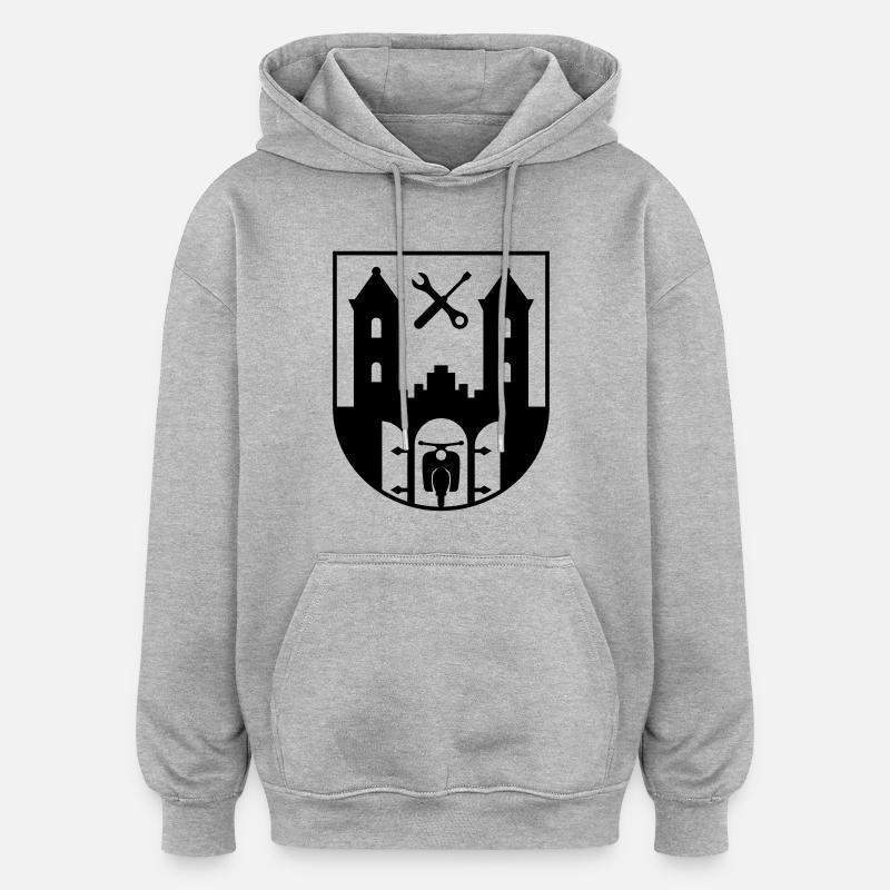 Armoiries de Simson Suhl - Sweat à capuche oversize unisexe - gris chiné