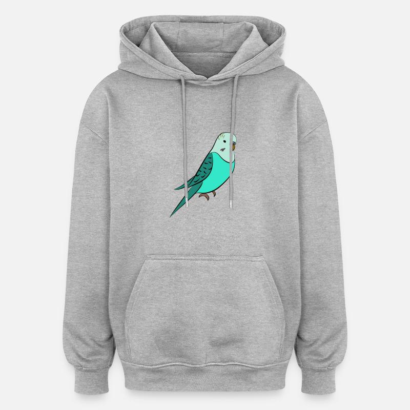 perruche Turquoise - Sweat à capuche oversize unisexe - gris chiné