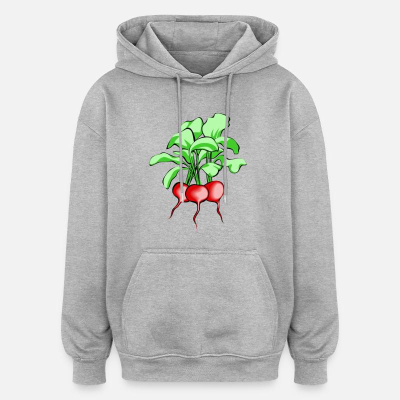 Des radis. Idée de cadeau - Sweat à capuche oversize unisexe - gris chiné