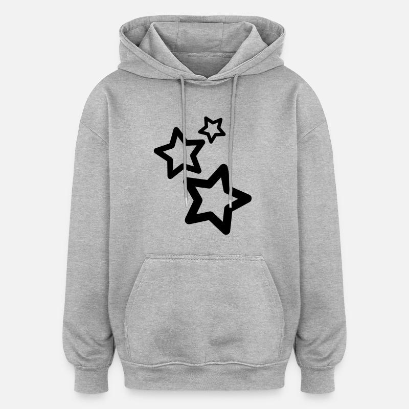 Stars - Sweat à capuche oversize unisexe - gris chiné