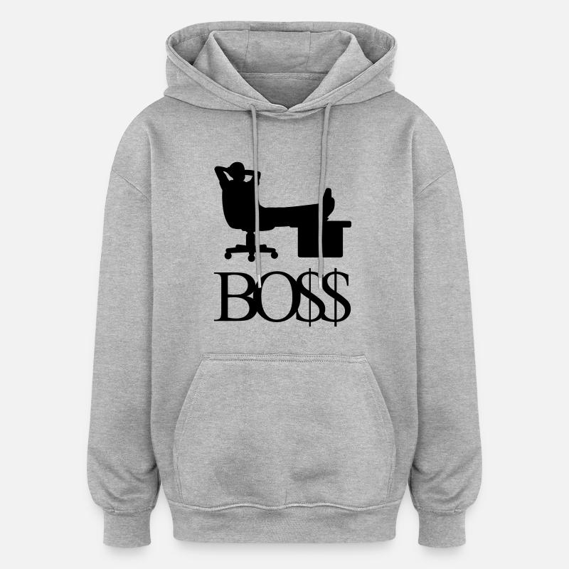 boss_f1 - Sweat à capuche oversize unisexe - gris chiné