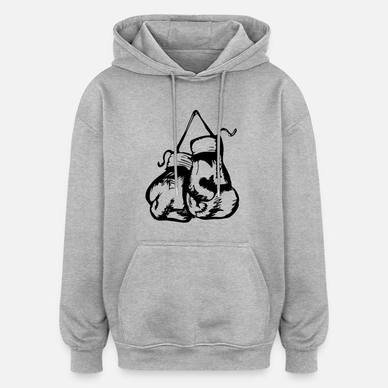 Boxhandschuhe Design 2 - Oversized Unisex Hoodie - Grau meliert