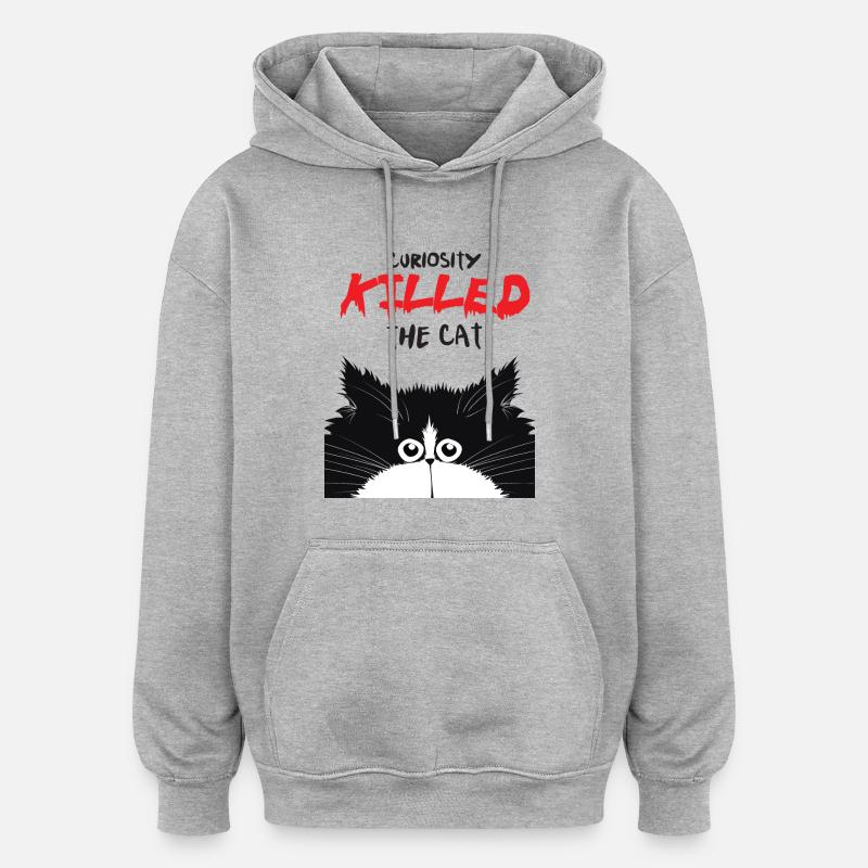 Neugierige Katze - Oversized Unisex Hoodie - Grau meliert