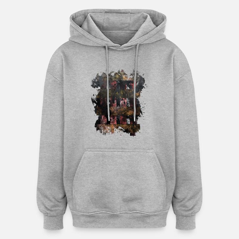 eX Graphic 2 - Sweat à capuche oversize unisexe - gris chiné