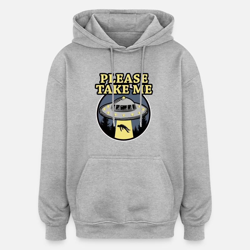 S'IL VOUS PLAÎT - Sweat à capuche oversize unisexe - gris chiné