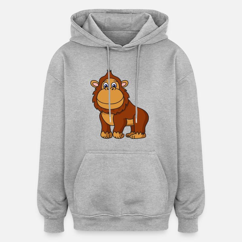 gorille - Sweat à capuche oversize unisexe - gris chiné