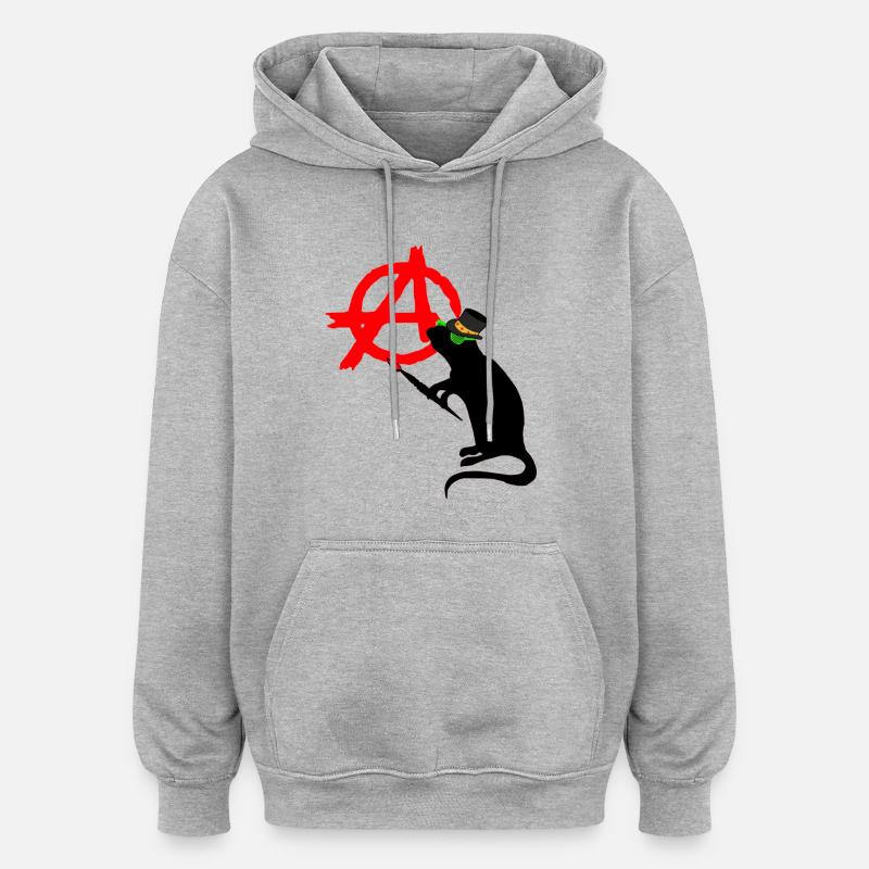 punk rock rat - Sweat à capuche oversize unisexe - gris chiné