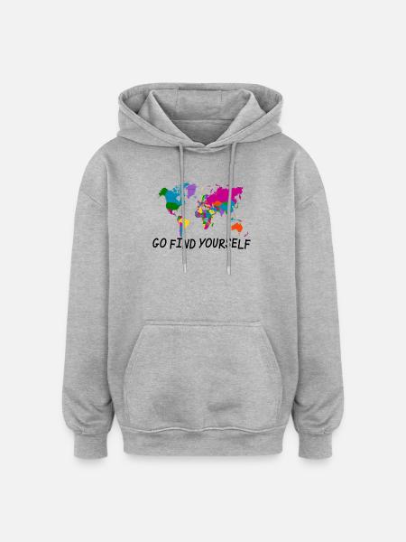 Go find yourself - Oversized Unisex Hoodie - Grau meliert