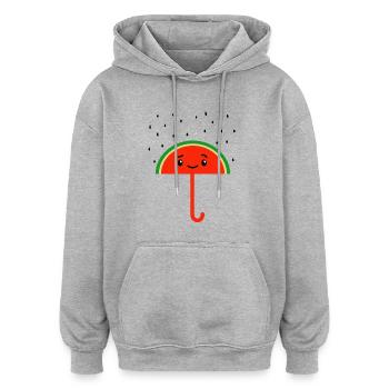 Raining Watermelon Seeds And Umbrella - Oversized Unisex Hoodie - Grau meliert - Vorne - Noah (186cm)
