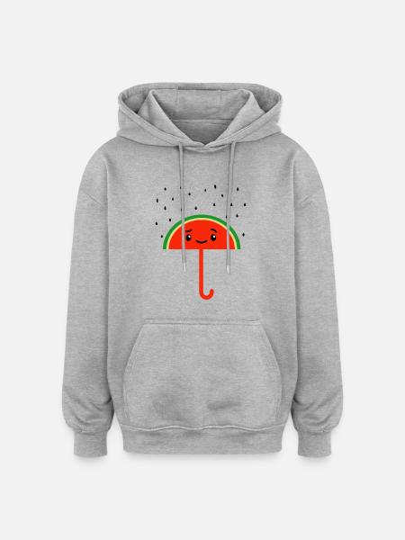 Raining Watermelon Seeds And Umbrella - Oversized Unisex Hoodie - heather grey