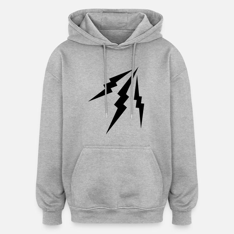 lightning - Oversized Unisex Hoodie - Grau meliert