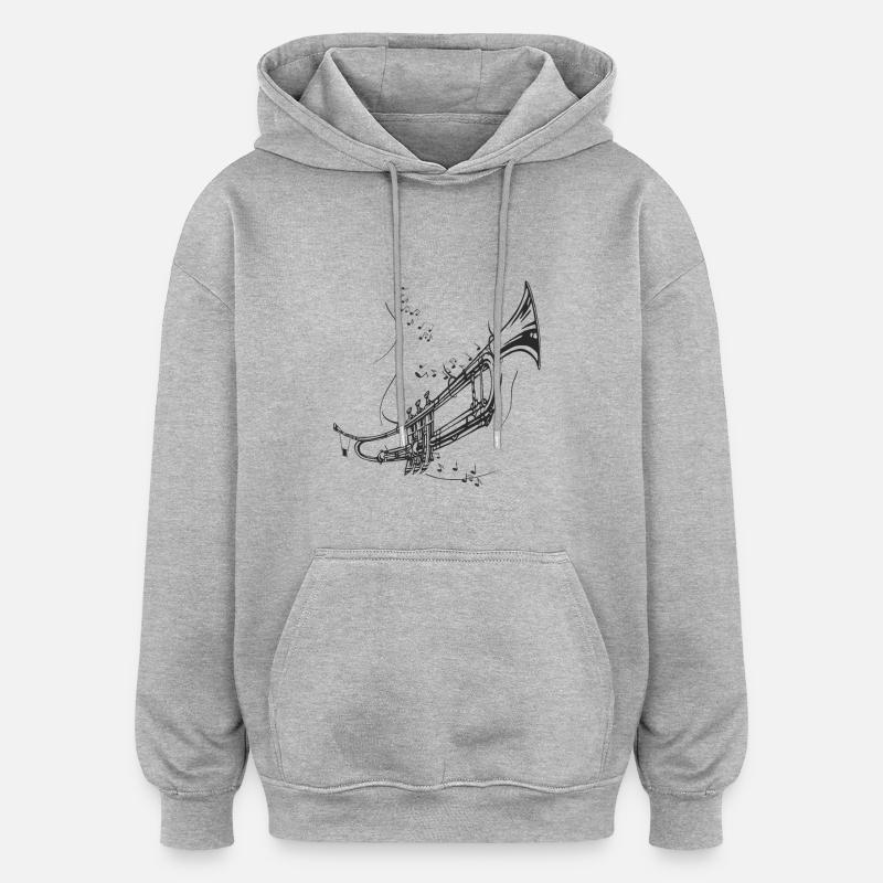 Trompette joli cadeau cool - Sweat à capuche oversize unisexe - gris chiné