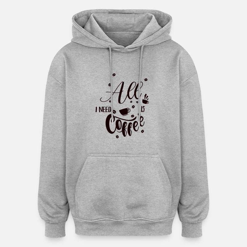 Café - Sweat à capuche oversize unisexe - gris chiné