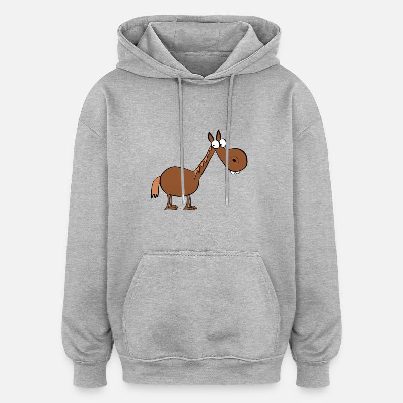 Cheval - Sweat à capuche oversize unisexe - gris chiné