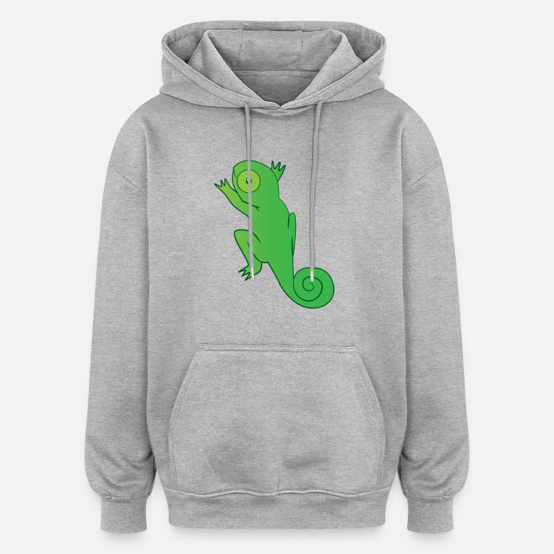 Reptile - Caméléon - Caméléons - Cadeau - Sweat à capuche oversize unisexe - gris chiné