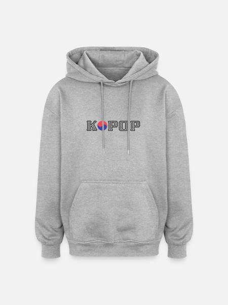 Kpop - Sweat à capuche oversize unisexe - gris chiné
