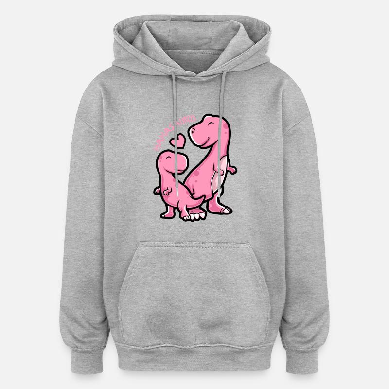 Mamasaurus - Funny Dinosaur Graphic - Felpa con cappuccio unisex oversize - grigio melange